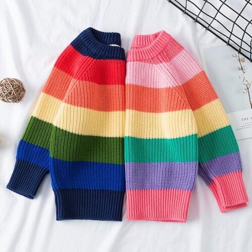 Baby Boys Girls Stripe Knitted Tops Sweater Outfits Christmas Baby Boy Winter Thick Knitted Clothes Girls Sweaters
