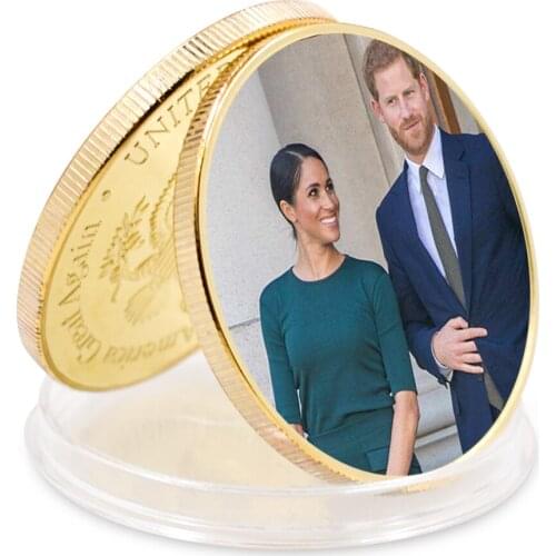 Challenge Coin 2021 Art Craft Gift Prince William and His Wife Gold Plated Art Ornament Business Coin Holiday Gift