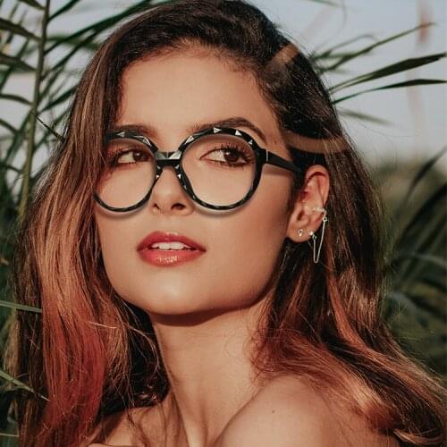 LONSY Vintage Round Women Glasses Frame Clear Transparent Anti Blue Light Lens Retro Optical Fashion Computer Eyeglasses Frame