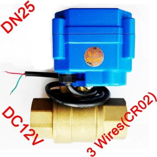 1" Brass electric control valve, DC12V morotized valve 3 wires (CR02), DN25 Mini Electric valve for water control