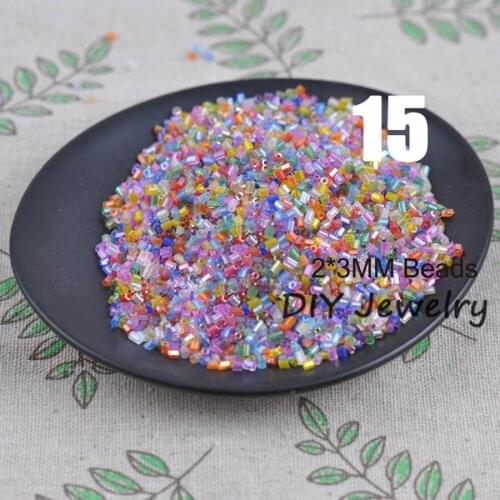 16g 1000pcs 2*3mm Mix Color AB Transparent Tube Loose Spacer Beads Cezch Glass Seed Beads Handmade Jewelry Make DIY Garment Bead