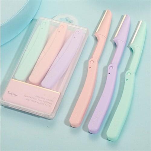 3 Pieces Makeup Tool of Micro Distance Eyebrow Trimmer Sharp Scraping Razor Blade for Beginners E415