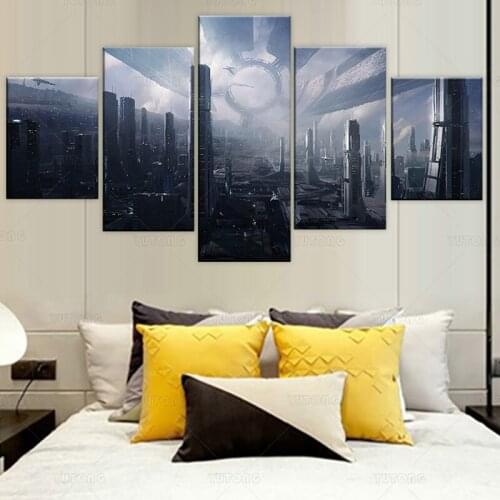 Citadel Mass Effect 5 piece Wallpapers modern Modular Poster art Canvas painting for Living Room Home Decor