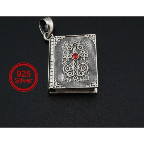 20x35MM Bible Book Photo Locket Solid 925 Sterling Silver Antiqued Keepsake Memorial Pendant Charm DIY Necklace Supplies 1192004