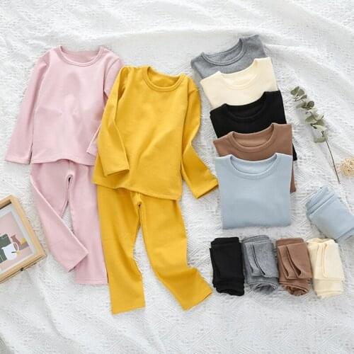 BINIDUCKLING Winter Autumn Kid Fleece Long Johns For A Girl Boy Warm Cotton Children Homewear Clothes Set Toddler Underwears