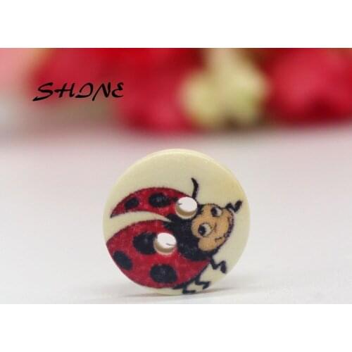 SHINE 50PCs Wooden Sewing Buttons Scrapbooking Round Two Holes 15mm Costura Botones Decorate bottoni botoes CB0042