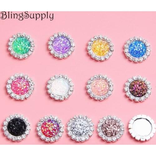BTN-5721 18mm 50PCS decorative bling AB shine glitter crystal rhinestone buttons flat back embellishment can mix colors