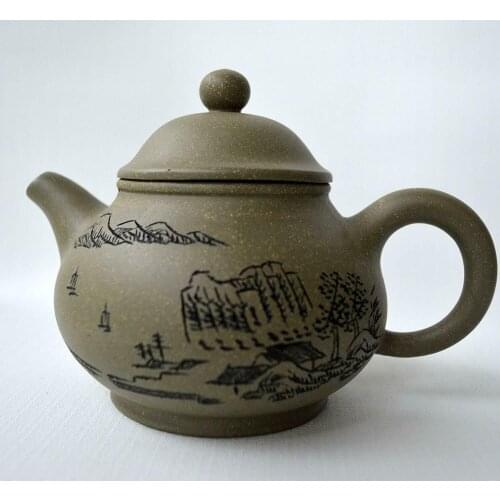 Yixing purple clay teapot 6.6oz/200ml Chinese zisha pot handmade Green mud