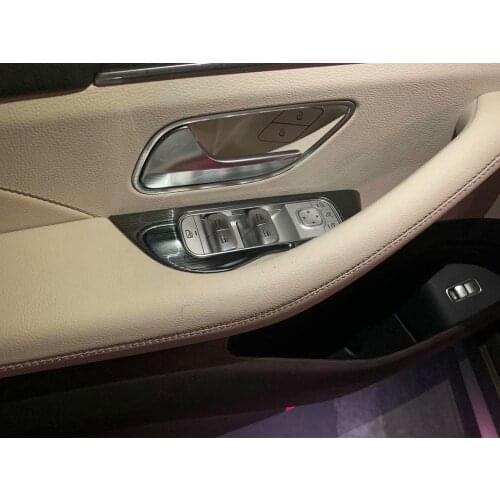 For Mercedes Benz GLE Class 2020 Car Styling Door Armrest panel covers Stickers Window Glass Lifting Buttons Trim Accessories