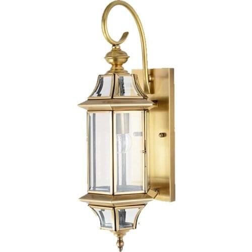 Europe Copper outdoor Wall lamp balcony aisle corridor staircase wall lamp retro LED waterproof glass garden lights