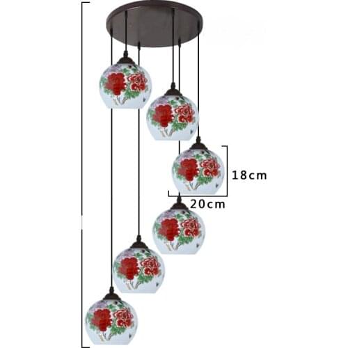 Porcelain ceramic Stairs lights Ceramic pattern Chinese pendant lights rotating staircase lamp Restaurant pendant lamps ZS18