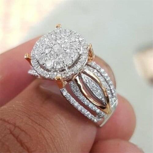 FDLK Exquisite Clear Rhinestone Solitaire Ring Engagement Party Wedding Band Rings for Women