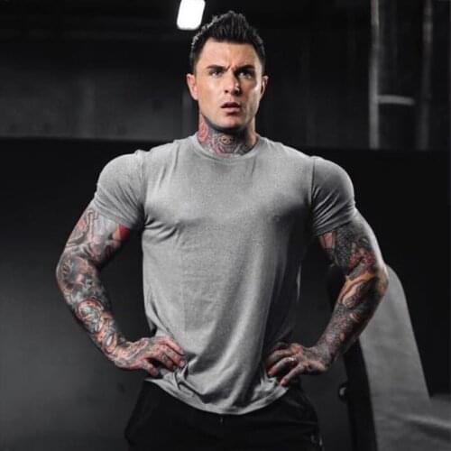 New Gym Clothing Fashion T Shirt Men Cotton Breathable Mens Short Sleeve Fitness T-shirt Summer Tshirt Casual Tee Shirt homme