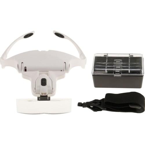 5 Lens Headband Double LED Lamp Head Light Jeweler Watch Repair Precise Work Handset Magnifier Magnifying Glass Loupe