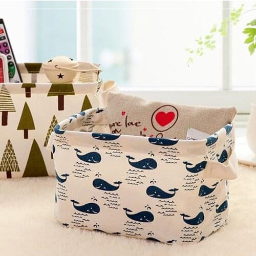 Cotton Storage Box Desktop Debris Basket Storage Box Blend Linen Collapsible Storage Bin Basket Laundry Box With Totes Case