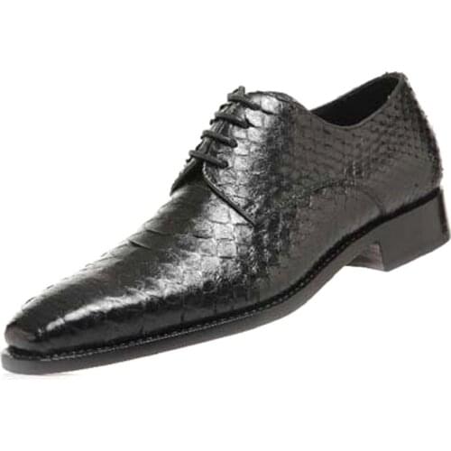 Hubu new manual Men dress shoes High-grade men fromal shoes men Python skin shoes leather sole men snake shoes