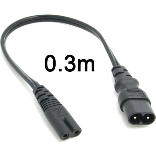 Jimier CY 0.3m IEC 60320 C8 Plug to C7 Receptacle Male to Female Extension Power Supply Main Adapter Cable
