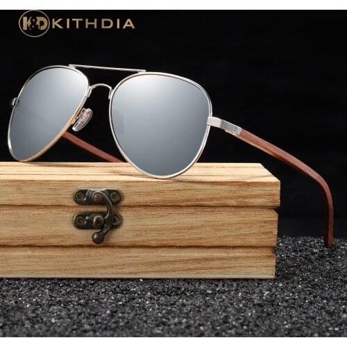Kithdia Wood Sunglasses Pilot Metal Frame Wooden Sunglasses Men Metal Driving Luxury Shades UV400 gafas de sol mujer S2801