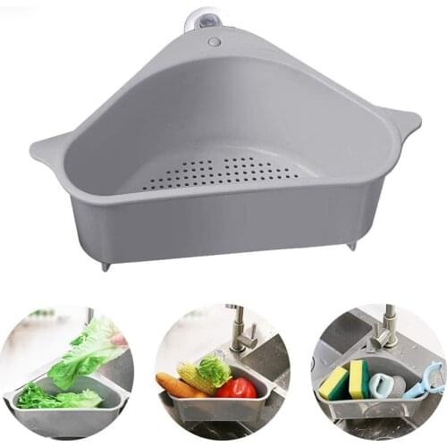 Kitchen Sink Drain Basket Vegetable Fruit Storage Rack Triangular Sink For Soap Sponge Brush Holder Drainage Kitchen Organizers