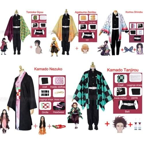 Anime Exhibition Cartoon Character Cosplay Costume Demon Slayer Kimetsu no Yaiba Tanjirou Nezuko Cosplay Kimono Wig