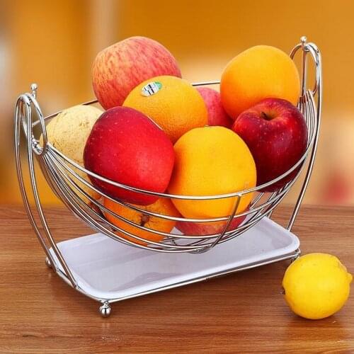 Creative fruit tray household Europe style fruit bowl stainless steel modern desk dried fruit basket