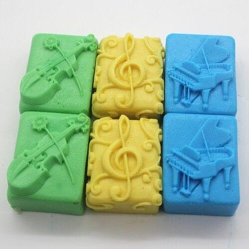 Square music Pattern Soap Molding Silicone Mold DIY Bath Salt Soap Carving Molds DIY handmade Craft Soap mould