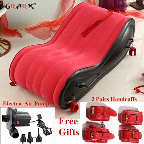 Inflatable Sex Furniture Soft Sofa Adult Love Game Chair Living Room Foldable Bed Free Electric Air Pump Handcuffs BDSM Sex Toys