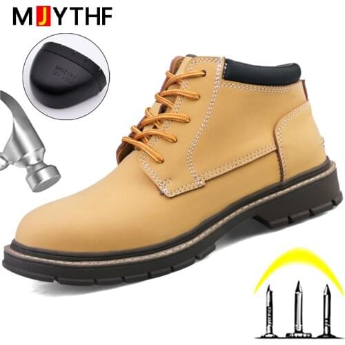 2021 New Work Boots Leather Shoes Anti-smash Anti-puncture Safety Shoes Boots For Men Industrial Shoes Indestructible Footwear