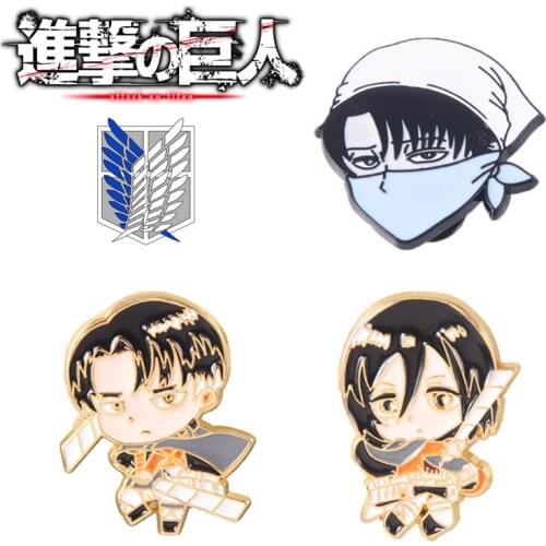 Attack on Titan Cosplay Badge Shingeki no Kyojin Ackerman Rivaille Cartoon Brooch Pin Fashion Jewelry Halloween Costume Prop