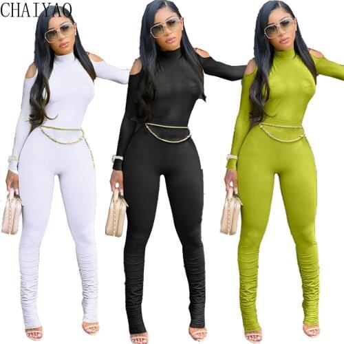Wholesale Items Plus Size Summer Women Fashion Sexy Zipper Sexy Long Pleated Belt Chain Jumpsuit