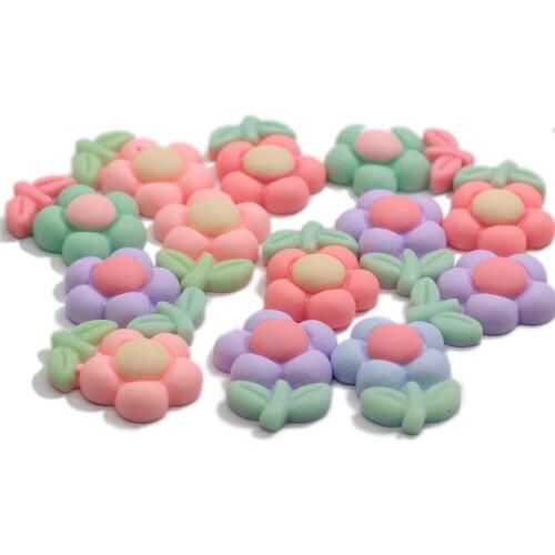 Colorful Pastel Resin Flower Beads No Hole Sunflower Cabochon Flatback Planar Resin Cabs Girl Hair Bow Phone Wedding Crafts