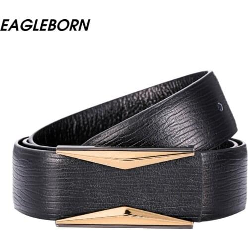 Genuine Leather Fashion Belt Men Business First Layer Cowhide Buckle Leather Belt High Quality Men Belt Crocodile Pattern Snake