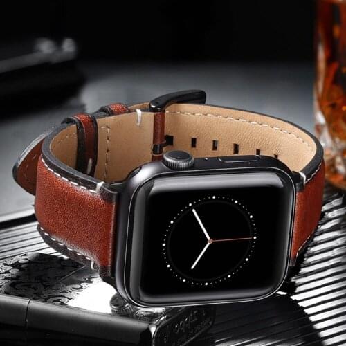 Correa for iwatch se apple watch series 6 5 4 3 band 44mm 40mm 42mm 38mm strap Genuine Leather watchband accessories men women