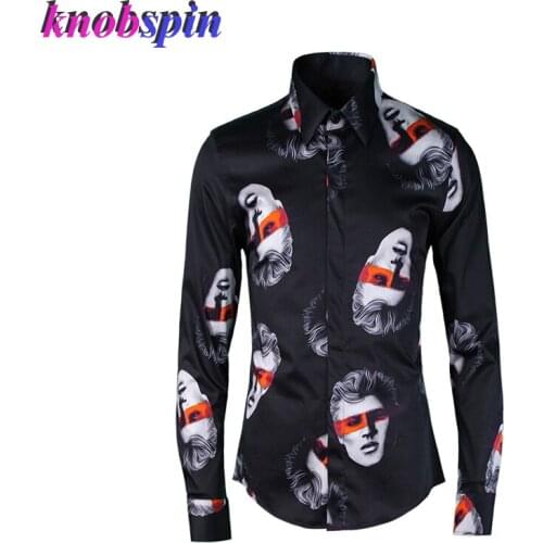 2019 Brand Business male Printed Shirt men Clothings Slim Casual Long sleeve Camisas masculina Plus size 4XL 100% Cotton Shirts