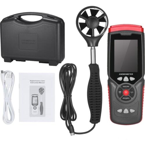 Handheld Professional Digital Anemometer Multifunction Wind speed Meter Sensor Anemograph with Detachable Auxiliary Fan