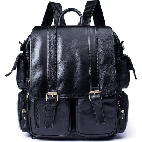 Genuine Leather Backpack Men Women Vintage Laptop Crazy Horse Leather backpacks for school bag mochilas travel backpack male bag