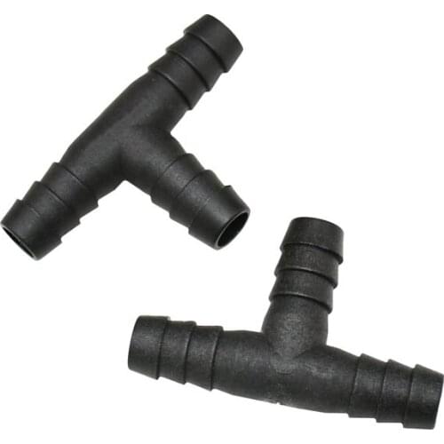 10mm tee connector T-joint Black water hose 3-way water splitter Irrigation Hose Barbed Interfaces 200pcs