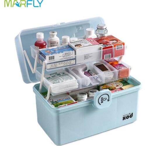 3 Tier Pill Case Plastic First Aid Kit Container Family Emergency Medicine Box Storage Organizer Large Capacity MultiFunctional