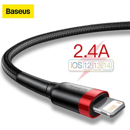 Baseus USB Cable for iPhone 12 11 Pro Max Xs X 8 Plus Cable 2.4A Fast Charging Cable for iPhone 7 SE Charger Cable USB Data Line