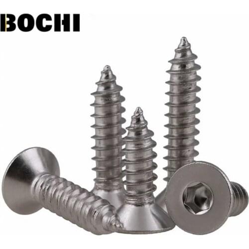 DIN799 20pcs M5 304 stainless steel flat head inside hexagonal self tapping screws hex self-tapping parafuso wood screws