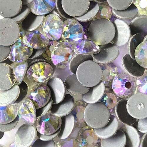 Top Quality Ghost/Night Sky AB Hot fix Rhinestones Super glitter Glass Strass Iron On stones For Fabric garment/Clothes DIY