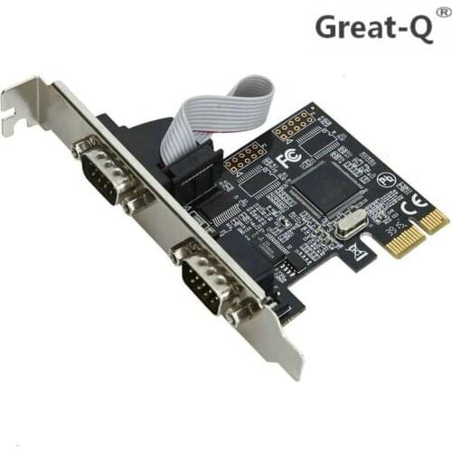 Great-Q High quality PCI-E PCI Express Dual Serial DB9 RS232 2 Ports Controller PCIE Adapter riser Card