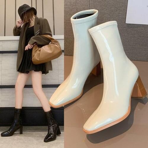 Shoes Lady Boots Booties Woman 2020 High Heels Clogs Platform Boots-women Ladies Rock Stiletto Autumn Rubber Ankle
