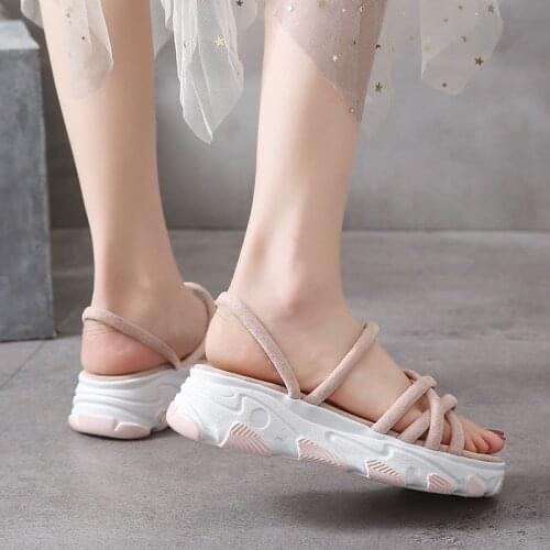 Womens platform slippers summer 2021 best-selling fashion wear pink comfortable slippers simple casual womens shoes