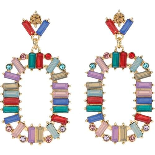 2Colors Fashion Crystal Women Dangle Earings Jewelry Trendy Maxi Grils' Collection Earrings Accessories Hot Sale