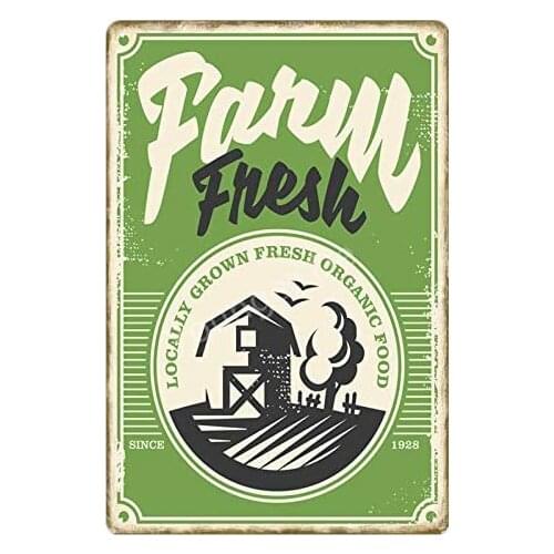 Farm Fresh Milk Vintage Style Metal Sign Iron Painting for Indoor & Outdoor Home Bar Coffee Kitchen Wall Decor 8 X 12 Inch