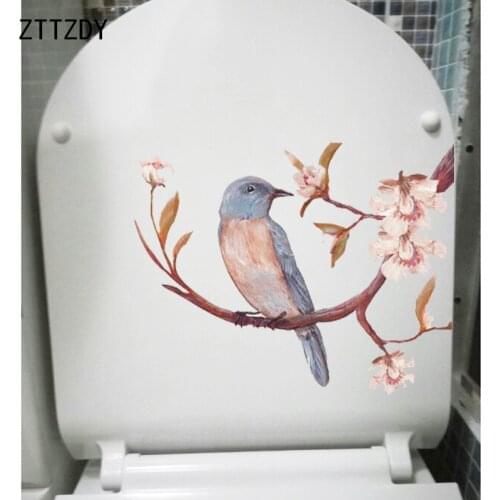 ZTTZDY 22.1*17.4CM Painted Bird Flower Branch Creative Toilet Seat Decor Home Wall Sticker Decal T2-0364