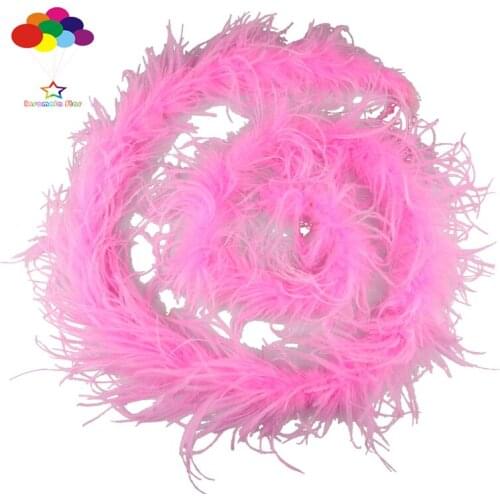 1pcs Luxury Ostrich Feather Boa 2 meter Long pink High Quality for diy Fluffy Costume Dress mask headdress