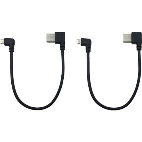 2pcs/lot Micro USB Cable Combo Left Angle Micro USB 5 Pin Male to USB 2.0 Type A Right Angle Male Data Sync and Charge Cable