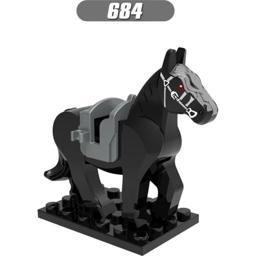 2020 Military Weapon Ww2 Animals Models XH684 Black War Horse With Saddle Figures Children For Presents Militarys Weapons